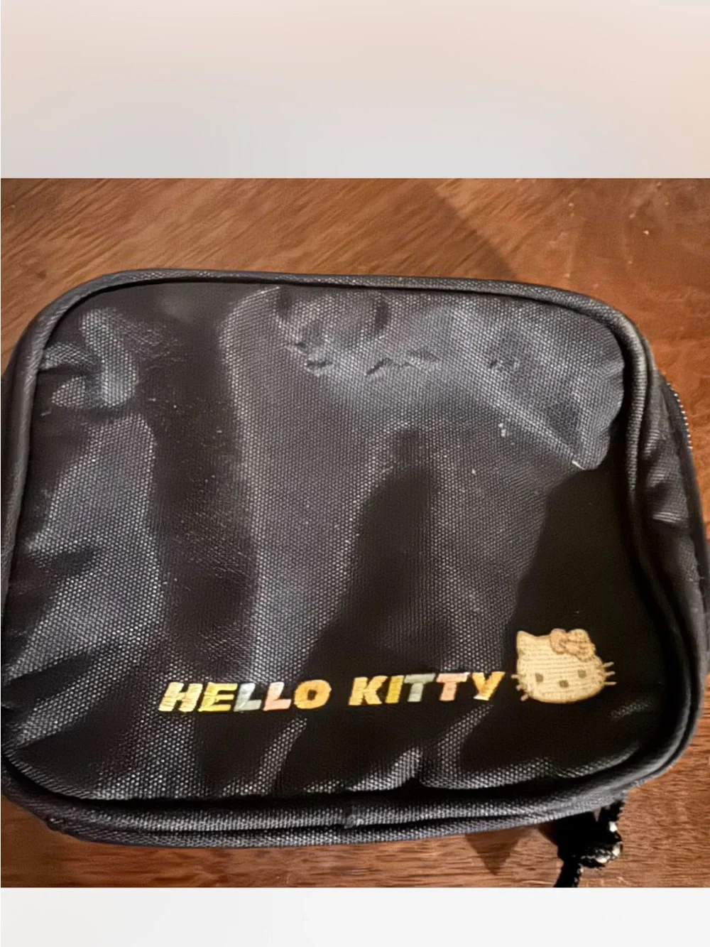Hello Kitty Black Cosmetic Pouch with Gold Logo